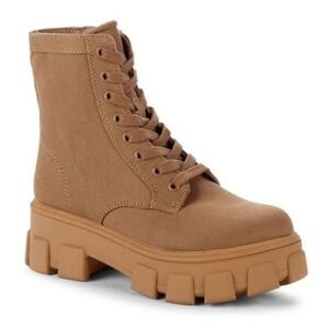 CIRCUS BY SAM EDELMAN Dane Canvas Combat Boots In Tan